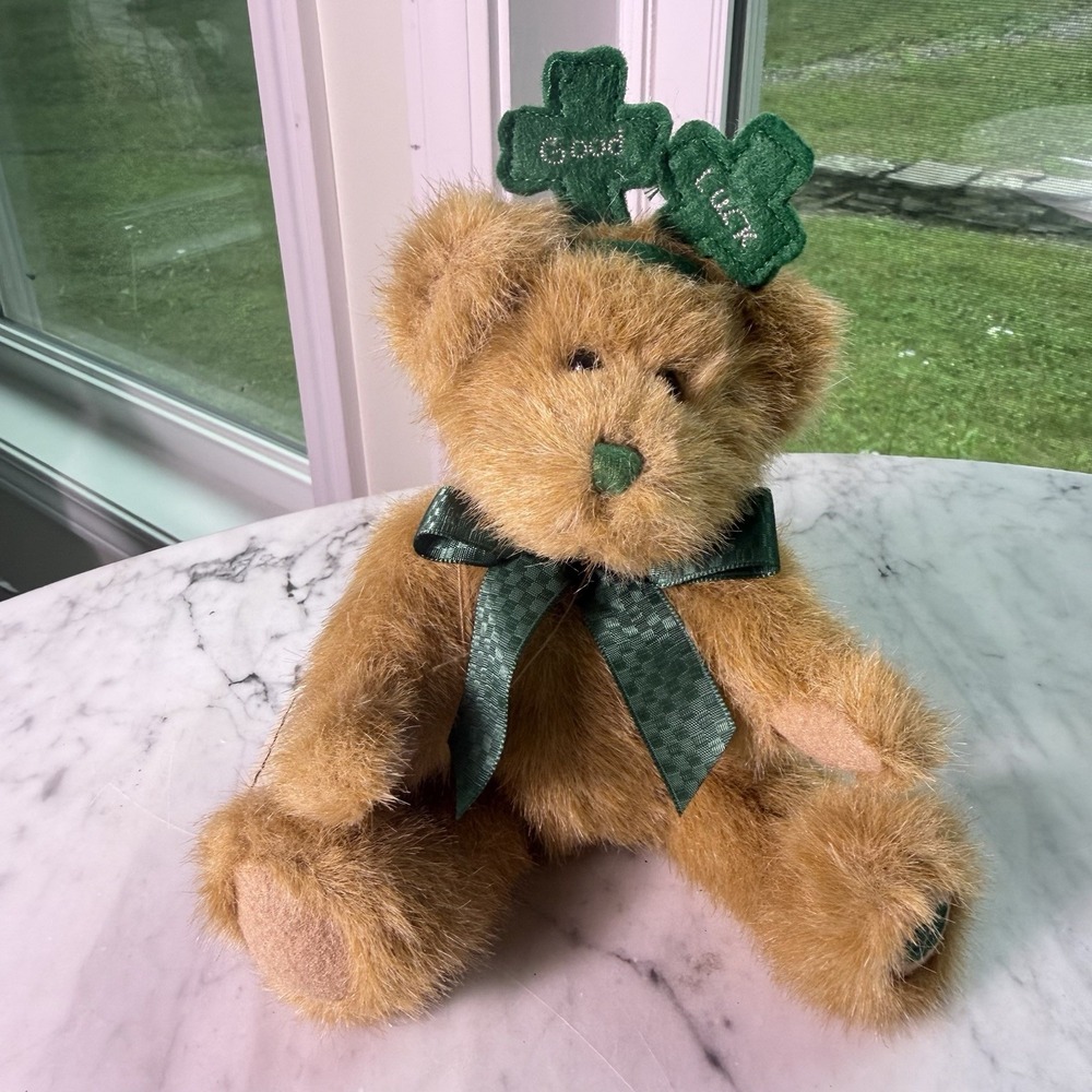 NWT Boyds Bear Lucky Homespun Good Luck Headband Plush St‎ Patricks Day Jointed